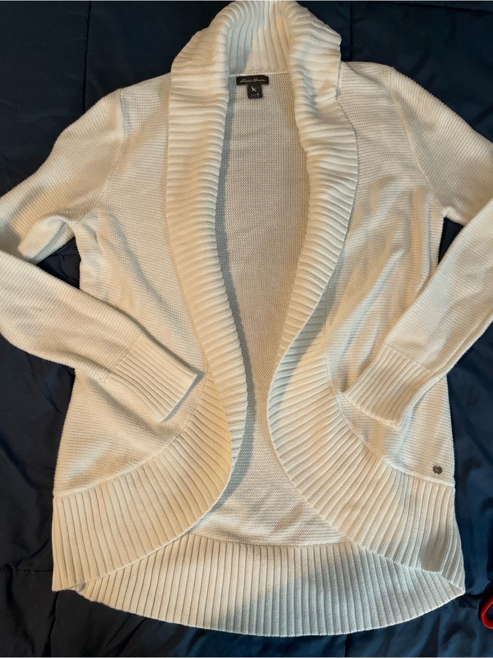 Eddie Bauer white Shawl-Collar Open Cardigan